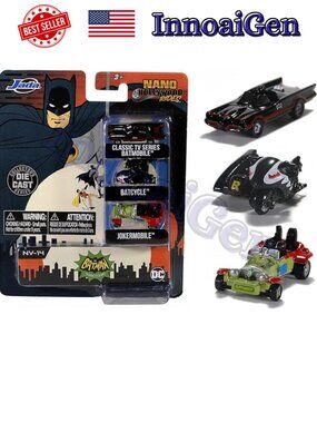 Jada Hollywood Rides Batman Classic TV Series Batmobile Batcycle Joker Mobile